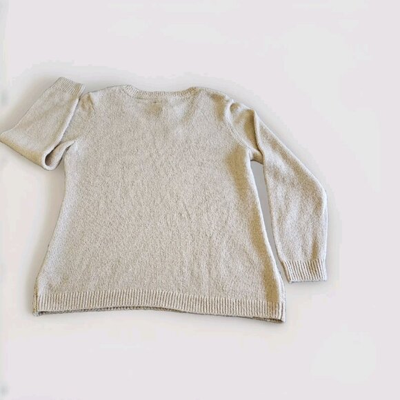 Tommy Hilfiger Sweater Womens XXL Beige LS Sequins Holiday Cottage Granola Girl - Picture 2 of 13
